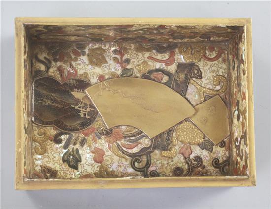 A fine Japanese multi-technique lacquer rectangular box, Meiji period, width 10.7cm